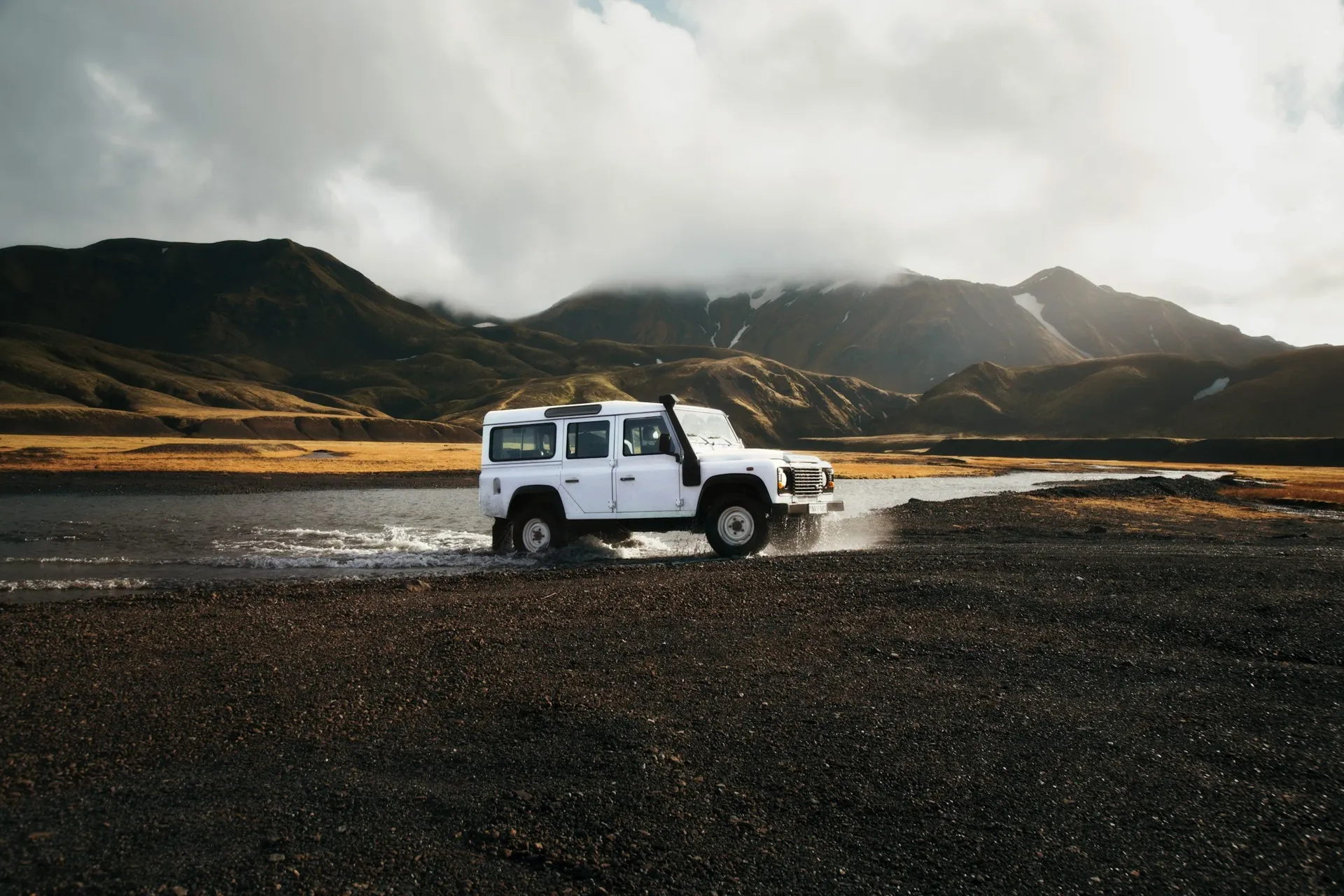 Professional beauty commercial shoot with vehicle in dramatic Iceland location