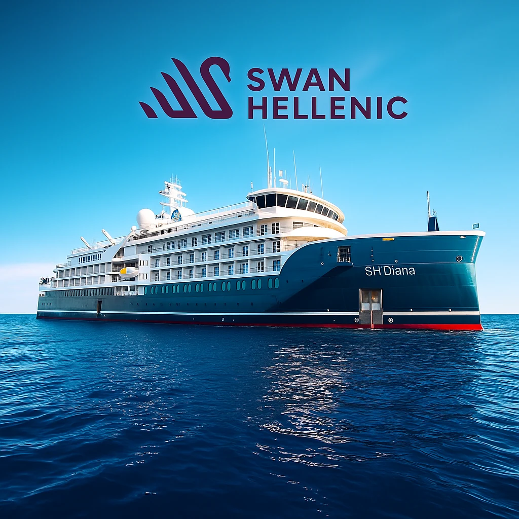 Swan Hellenic expedition ship on the ocean