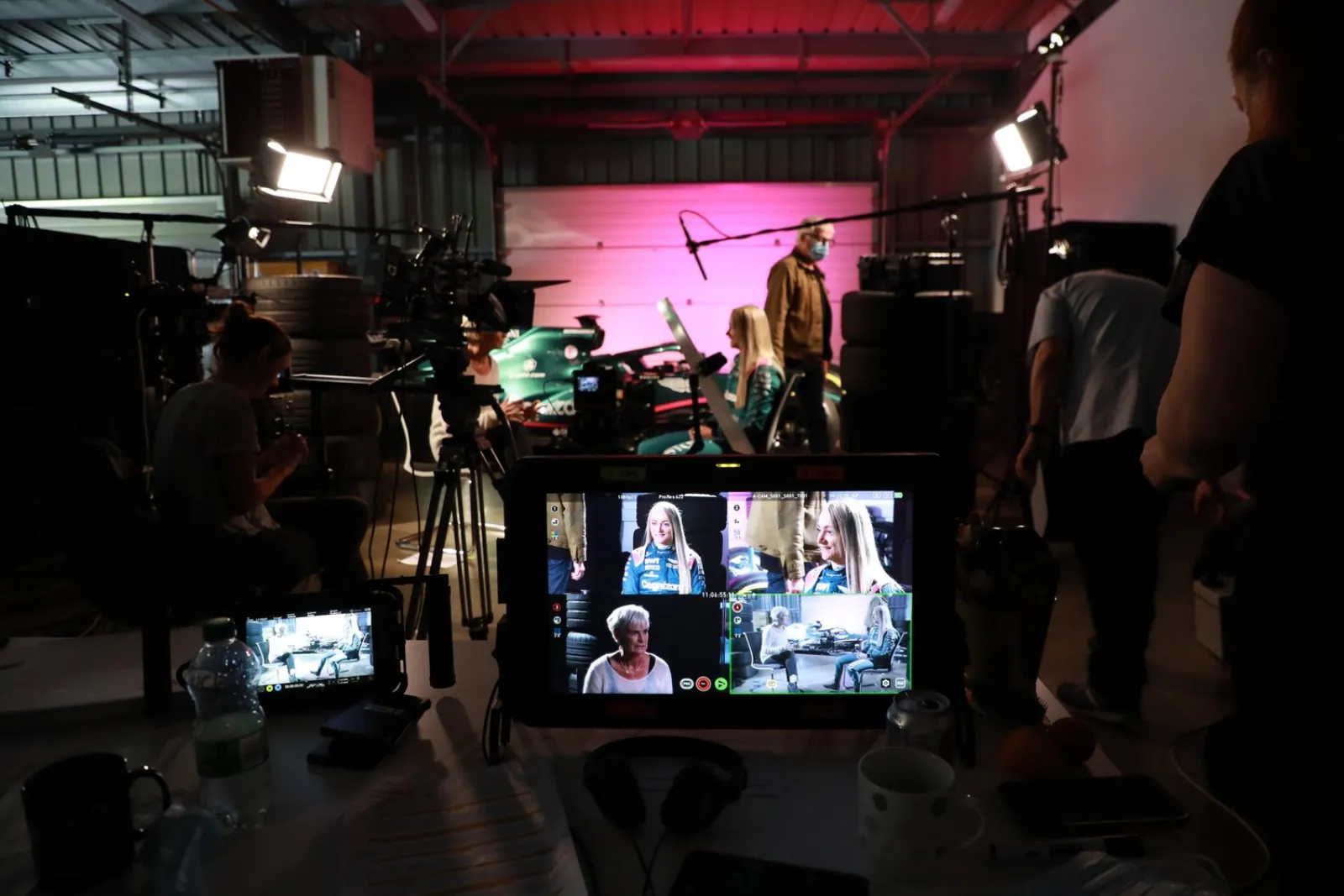 Raveley Studios crew setting up a lighting rig for an automotive commercial shoot